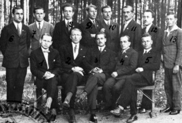Image - Members of the League of Ukrainian Nationalists. (Sitting first from left: LUN president Mykola Stsiborsky.)